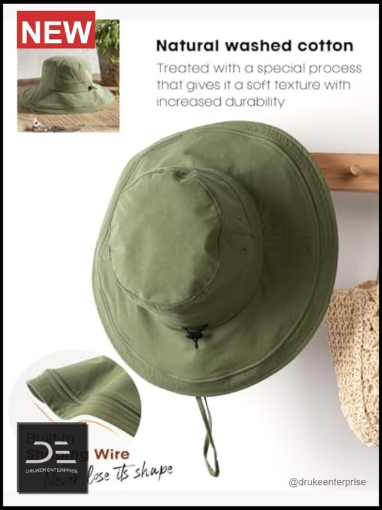 Women\'s Wide Brim Sun Hat with Ponytail Hole UPF 50+